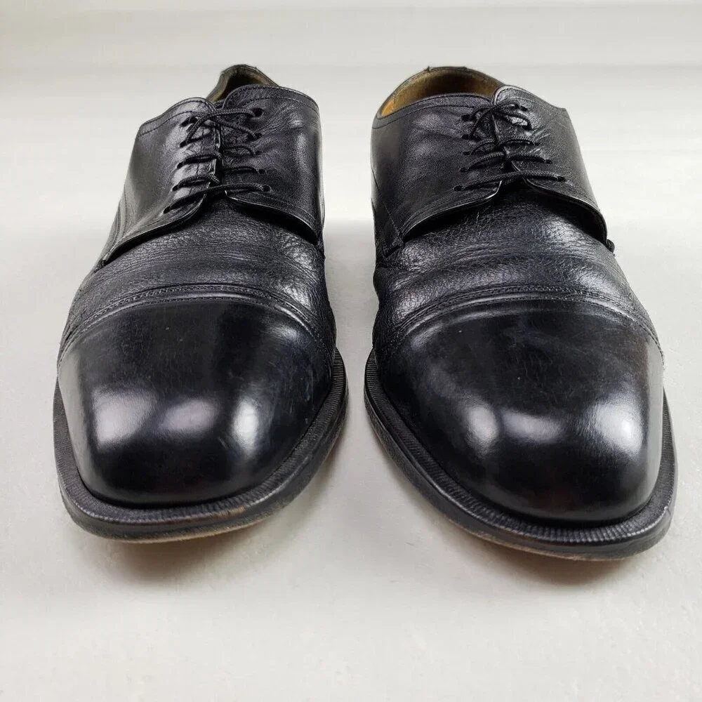 Mezlan Cap Toe Oxford Shoe Mens 8.5 Black Leather Lace Up Dress Made in Spain